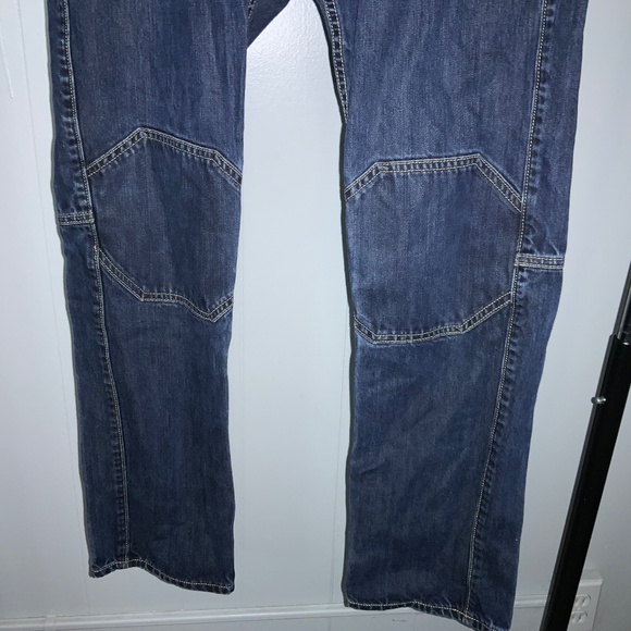 ED HARDY Denim C. AUDIGIER Button Fly Knee Pad Straight leg jeans Sz 33x 32 Y2K - Picture 2 of 14